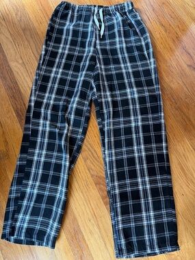 SHEIN Black & White Plaid Kids Lounge Pants